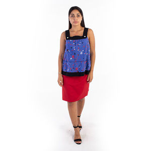 SONIA BY SONIA RYKIEL BLACK, DARK BLUE, RED, WHITE BLOUSE | WOMENS SIZE M
